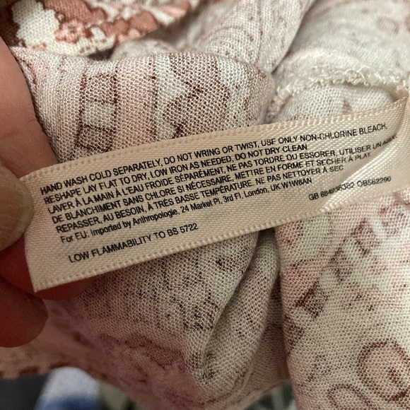 Anthropologie Lilka Chemise Dress, Cream and Pink Paisley, size small - Picture 7 of 8